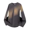 Camiseta de manga larga waffle con bloques de color color G-stone para hombre, corte holgado con dobladillo redondeado y mangas raglán únicas