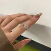 Anillo de plata de ley S925 transfronterizo para mujer, incrustado con circón 5A corte abuela, anillo Joker de personalidad exquisita japonesa y coreana, venta al por mayor