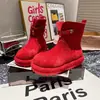 Botas estilo Martin de plataforma rojas para mujer, nueva colección de primavera 2026, estilo retro versátil con diseño que aumenta la altura, modernas y fáciles de combinar, botines de estilo motociclista