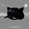 Gorra de Niñero Nueva Marrón Linda con Orejas de Gato para Mujer 2026, Primavera y Otoño, Circunferencia de Cabeza Grande, Versátil, Adelgazante de Rostro
