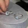 Anillo Luna Estrella Azul Glaciar 2024 Nuevo Diseño de Nicho Anillo para Dedo Premium Anillo Ajustable para Mujer