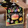 Nova Bandeira de Mesa Feliz Aniversário da Amazon Decoração de Mesa Balão de Bolo de Aniversário Linho Antiderrapante Bandeira de Mesa Estampada