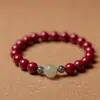 Joia Alto Teor Cinábrio Pulseira de Areia Imperial Palácio Vintage Guofeng Jade Hetian Pulseira de Contas de Lótus Presente
