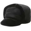 Sombrero para Hombres de Mediana Edad Otoño e Invierno Cálido Engrosado Cortavientos Protección para las Orejas Forro de Felpa de Ante Sombrero Lei Feng para Ciclismo al Aire Libre