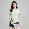 Tops Esportivos Primavera e Verão Manga Curta Fitness Secagem Rápida Proteção Solar Efeito Emagrecedor Profissional Camiseta para Treinamento de Corrida Tops Básicos Femininos