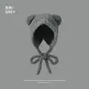 Gorro de protección para las orejas con orejas de oso para mujer, gorro de invierno de felpa de punto para cabezas grandes, gorro de ciclismo a prueba de frío, gorro peludo.