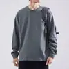 Camiseta de algodón de manga larga Jingtao para hombre, color liso, holgada, suéter de primavera y otoño, cuello redondo, camiseta interior suave, ropa exterior para hombre
