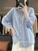 Cardigan de Tricô Listrado de Veludo Andy Outono Inverno 2026 Novo Feminino Gola Polo Manga Longa Solto Casaco Suéter