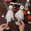 Adornos de Fantasma de Halloween de Venta Caliente Transfronterizos, Juego de Tres Piezas de Madera con Base de Madera, Suministros de Decoración de Halloween