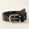Personalizable2026 Nuevo Cinturón de Cuero con Remaches para Mujer Estilo Punk Retro Europeo y Americano Cinturón con Incrustaciones de Pedrería