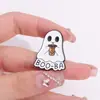 Broche Fantasma de Halloween Desenho Animado Personalidade Divertida Estilo Hambúrguer Emblema Decoração de Metal Japonesa Fofa