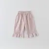 Pantalones Cortos Lisos para Niña con Adorno de Encaje, Nuevo Estilo de Verano, Pantalones Casuales Sueltos Versátiles para Bebés y Niños Pequeños, Pantalones para Bebé Niña, Clase a
