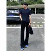 Moda Outono 2026 Calça de Terno Fluida Masculina Streetwear Americano Cor Sólida Simples Resistente a Amassados Toque de Luxo Calça Longa Levemente Flare