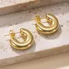 Brincos em U para Mulheres de Novo Produto Transfronteiriço, Brincos Redondos da Moda de Luxo Leve, Fabricante Atacadista de Brincos de Aço Inoxidável Banhado a Ouro 18K