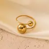 Joyería Vintage de Acero Inoxidable Oro de 18K Acero Titanio Anillo Abierto No se Desvanece Nicho para Mujer Sensación de Alta Gama