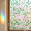 Película de Vidro Flor de Pessegueiro Laser Holográfico para Sala de Estar, Banheiro, Varanda, Anti-Olho Gordo, Sem Cola, Aderência Estática, Padrão de Diamante Triturado Laser