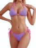 Conjunto de Bikini Triangular de Encaje con Cordones para Mujer de Nylon Transfronterizo Personalizado Sexy Traje de Baño de Dos Piezas Lindo Traje de Baño con Cuello Halter