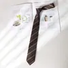 Corbata de Rayas Marrón Café Estilo Retro para Mujer Verde Hecho a Mano Combinación Universal Accesorios para Camisa Casual Estilo Universitario Japonés para Hombre