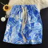 Shorts Florais Tie-Dye de Seda Gelada para Homens, Calça de Cinco Pontos Solta de Verão, Marca da Moda, Shorts de Praia Masculino para Comércio Exterior, Dropshipping
