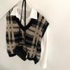 Chal de punto a cuadros retro oversize de punto para mujer, Otoño e Invierno 2026