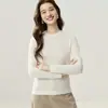 Bai Cai Rong colección nueva 2026: Top de punto para mujer 100% cachemira pura, cuello redondo, cálido, suave y de corte holgado