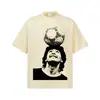 Maradona Rei do Futebol Americano Retrô Desgastado Lavado 100% Algodão Solto Ombro Caído Lavagem de Neve Camiseta Masculina de Manga Curta