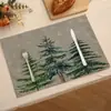 En Stock Decoración Popular para Fiesta Navideña Restaurante Occidental Mantel Individual Estampado de Alce y Muñeco de Nieve Almohadilla Aislante de Calor Versátil para Otoño/Invierno Mantel Individual de Poliéster