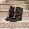 Botas empilháveis de estilo coreano, modelo novo 2026, com laço removível, para usar de duas maneiras, botas curtas populares para garotas estilosas, botas cool, sapatos femininos baixos