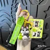 Llavero de cachorro Husky de peluche con fruta y etiqueta de cinta verde fresca, linda decoración para bolso de juguete de peluche, pequeño regalo