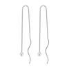 Aretes Coreanos Simples de Borla Larga con Cuentas Brillantes Joyería para Orejas de Niñas Chapado en Plata Elegante Puro Curvado Corrugado Pin Línea de Oreja