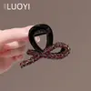 Pinza de Garra Morada Exquisita y de Moda Versátil Tachonada con Diamantes para Mujer, Estilo Celebridad de Internet, Accesorio de Pasador de Pelo de Gama Alta para Recogido Parcial