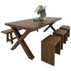 Mesa de Jantar Moderna Simples Retrô de Madeira Maciça Combinação Mesa de Jantar de Tronco para Casa Restaurante Café Mesa de Jantar Retangular