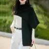 2025 Nuevo Chal de Punto de Lana Pura Otoño e Invierno para Mujer Color Sólido Cuadros Cálido Elegante Bufanda Exterior Multifuncional