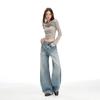 25 Jeans de Pierna Ancha Sueltos de Cintura Baja No Elásticos Lavados de Alta Resistencia Scimitar para Otoño e Invierno Pantalones Vaqueros para Mujer
