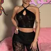 Lencería sexy de encaje negro con estampado retro del fabricante para chicas calientes, al por mayor en stock, conjunto de nuevo estilo transfronterizo