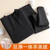 Roupa íntima térmica de gola média feminina Lã Berber grossa peça única veludo plus size roupas de outono à prova de frio base superior inverno