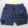 Shorts de Corrida Masculinos Dois em Um com Estampa Espartana Camada Dupla Fitness Musculação Treino Shorts Esportivos Tamanho Europeu