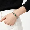 Pulsera Magnética de Doble Fila Color Oro Rosa para Mujer, Versión Grande con Incrustaciones de Esmeralda y Diamante, Joyería de Lujo Ligero para Parejas, Moda Transfronteriza de Tiktok