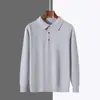 Suéter de punto modal elegante con cuello polo para hombre, estilo casual de negocios transfronterizo, corte holgado, lujo ligero, capa base de talla grande para negocios