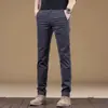 Pantalones Casuales de Algodón Puro de Gama Alta para Hombre, Nuevo Estilo Otoño e Invierno 2026, Pantalones de Vestir Rectos Ajustados Color Caqui para Hombres de Mediana Edad