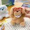 Chaveiro de pelúcia de cachorro artista original fofo e calmante, pingente de boneco de apertar calmante