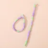 Llavero con anilla y correa de color macarrón en bloques, correa corta tejida fresca para teléfono, accesorio DIY, disponible para dropshipping