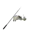 Juguete para gatos con caña larga retráctil de 1.8 m, teaser interactivo de pesca para gatos, pluma resistente a mordidas con cascabel, juguete para gatos
