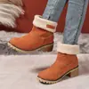 Comercio exterior europeo y americano talla grande 2026 invierno nuevo botas de nieve de felpa con tacón grueso para mujer, botas cortas de toalla cálidas, zapatos de algodón para mujer