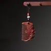 Peine de Masaje Meridianos Tallado de Sándalo Verde, Artesanía de Madera para Mujeres, Peine de Bolsillo Portátil Estilo Antiguo, Colgante de Paisaje, Accesorio para Bolso
