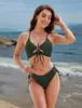 Bikini de dos piezas sexy con espalda descubierta y atado cruzado, nuevo para 2026, europeo y americano, para mujer, conjunto de traje de baño de moda con estampado de leopardo
