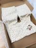 Novidade Primavera e Verão Estilo Americano Gatinho Kitty Branco Desenho Animado Laço Floral Jeans Calça Reta de Perna Larga para Mulheres Tendência