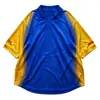 Camiseta de Fútbol Polo Manga Corta Bloque de Color Retro Cuello en V, Camisa Deportiva de Fútbol Holgada Oversize Vintage Estilo Americano