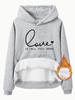 Talla europea transfronteriza otoño e invierno Suéter de mujer europeo y americano con capucha y bolsillo canguro de manga larga con forro polar ESTÁ TODO estampado