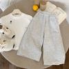 Otoño 2026 Nuevo Estilo Coreano Pantalones de Chándal Rectos Casuales para Niños Unisex Versátiles de Corte Holgado con Puños de Botón Oculto Pantalones Largos de Moda